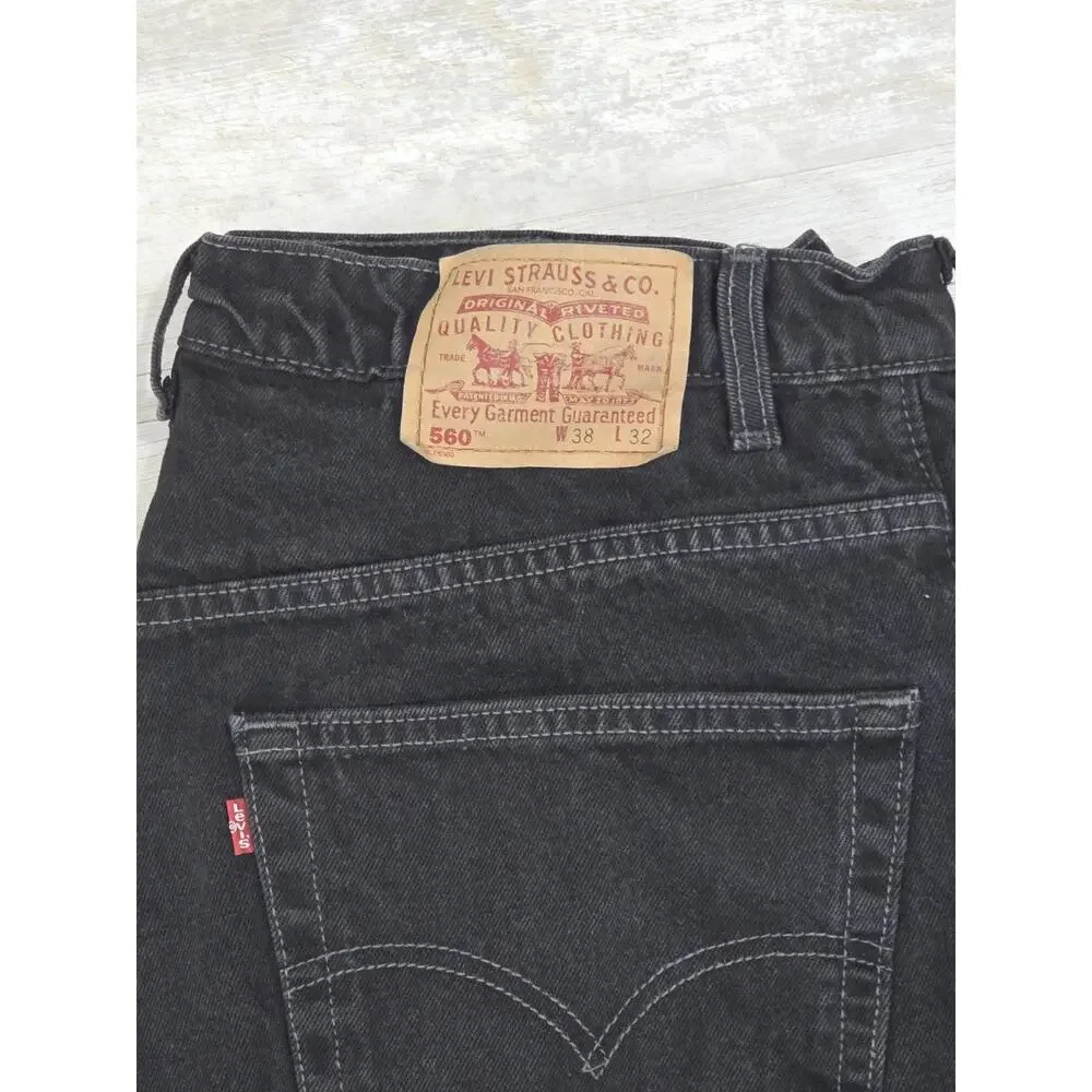 VTG 1996 Levis 560 Black Jeans 38x32 Made in Canada 90s Loose Fit Tapered EUC
